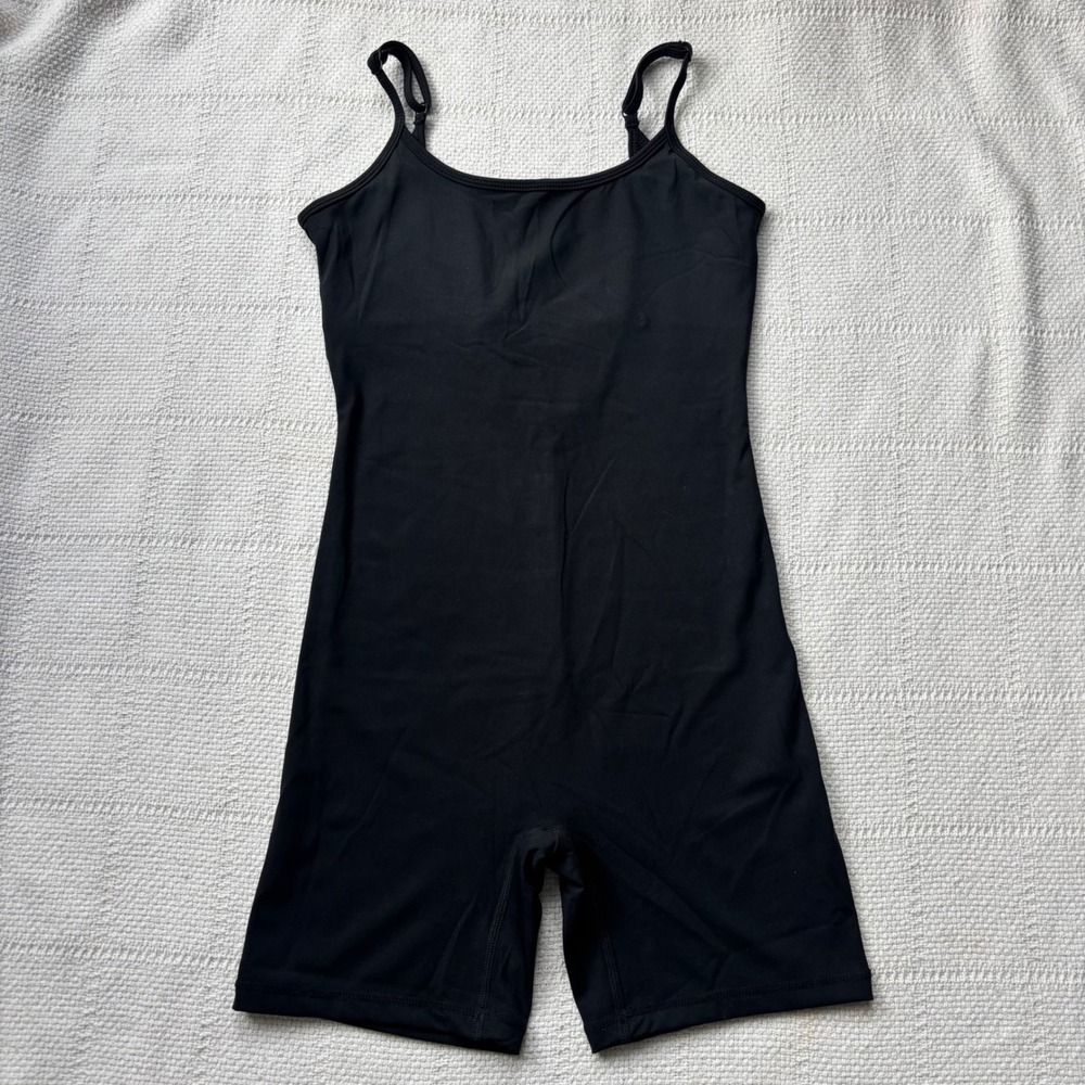 Women's Small ADANOLA Ultimate Low Cross Back Romper Black Yoga Pilates Gym